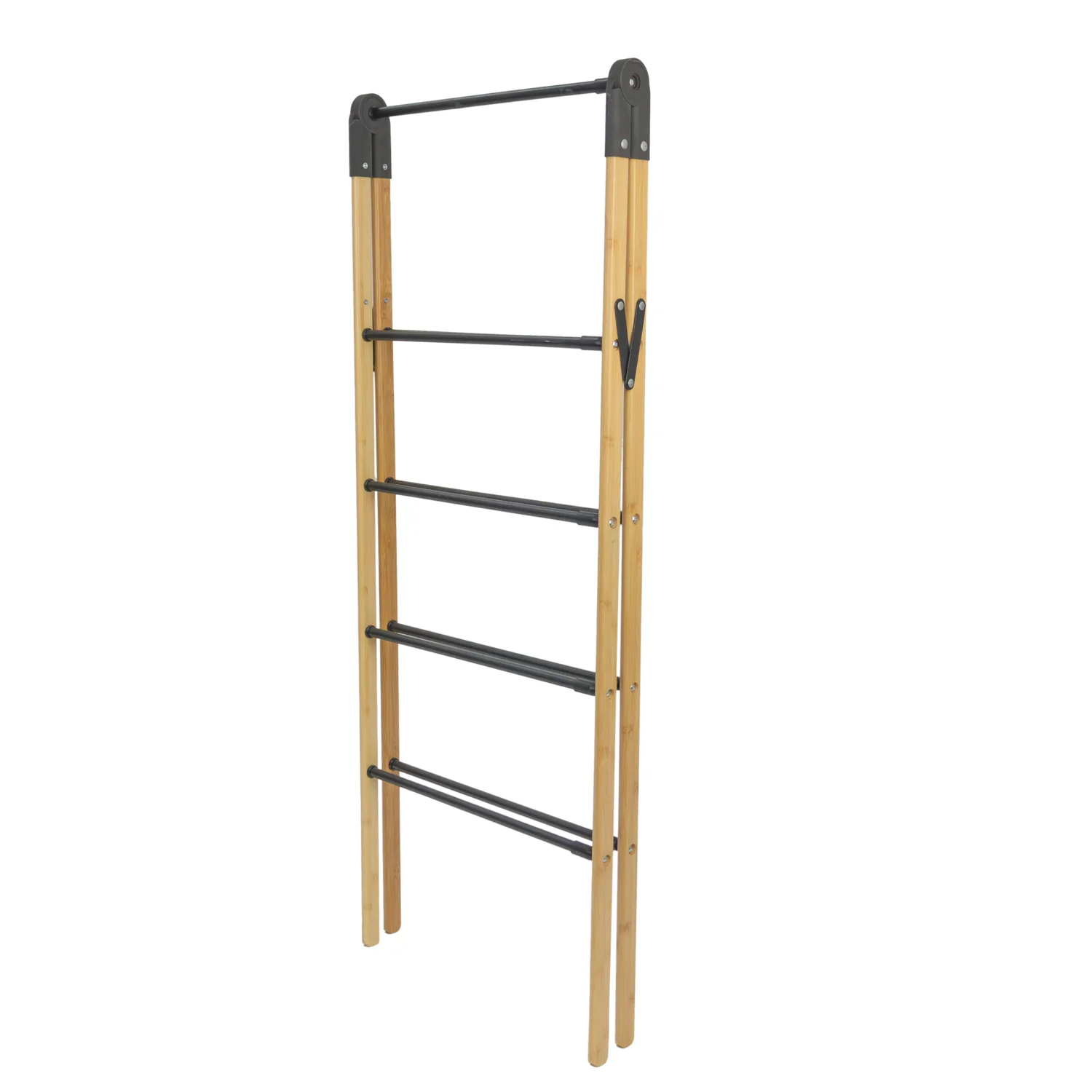 JVL Bamboo Extendable 4 Tier Laundry Clothes Airer Ladder, 6M - Image 3