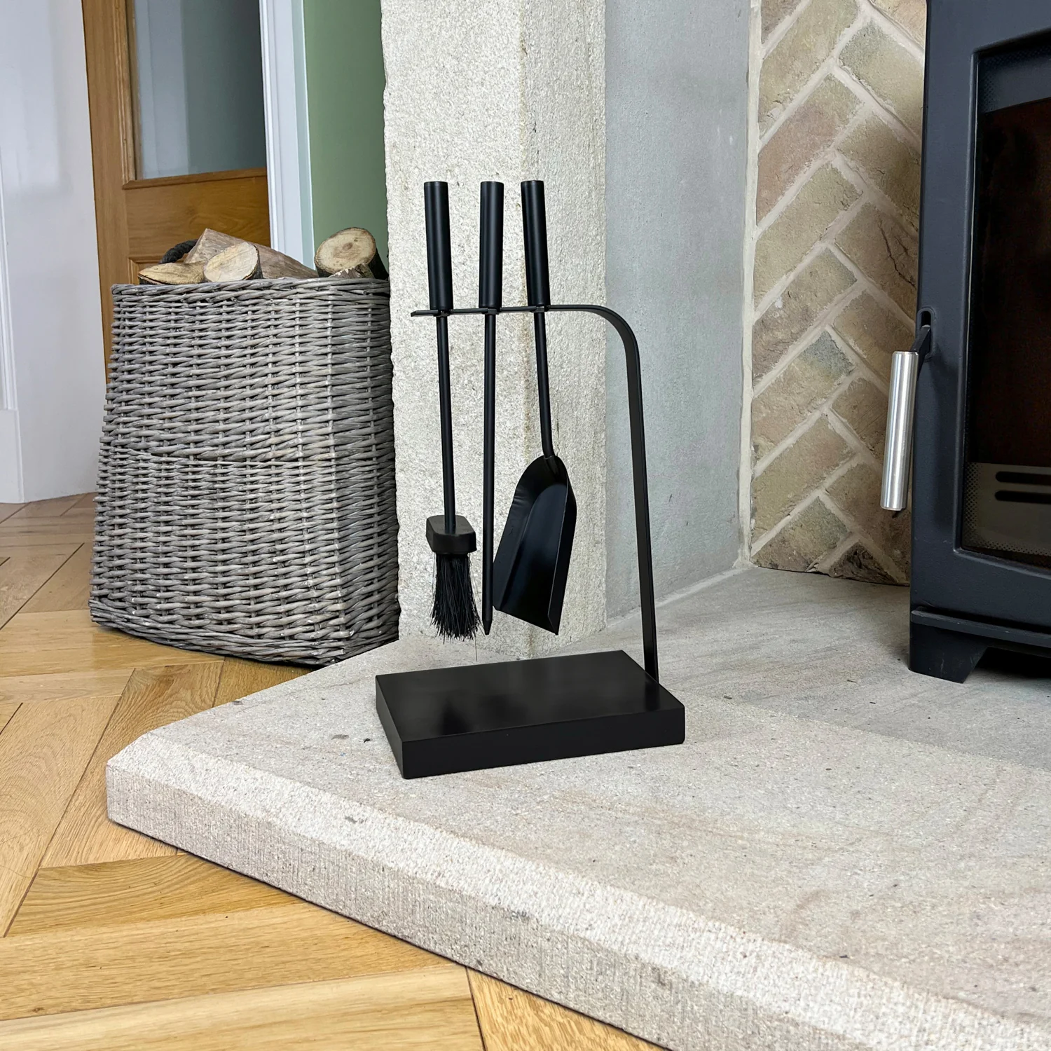 JVL Belmont 3 Piece Fireside Companion Set And Stand - Image 7