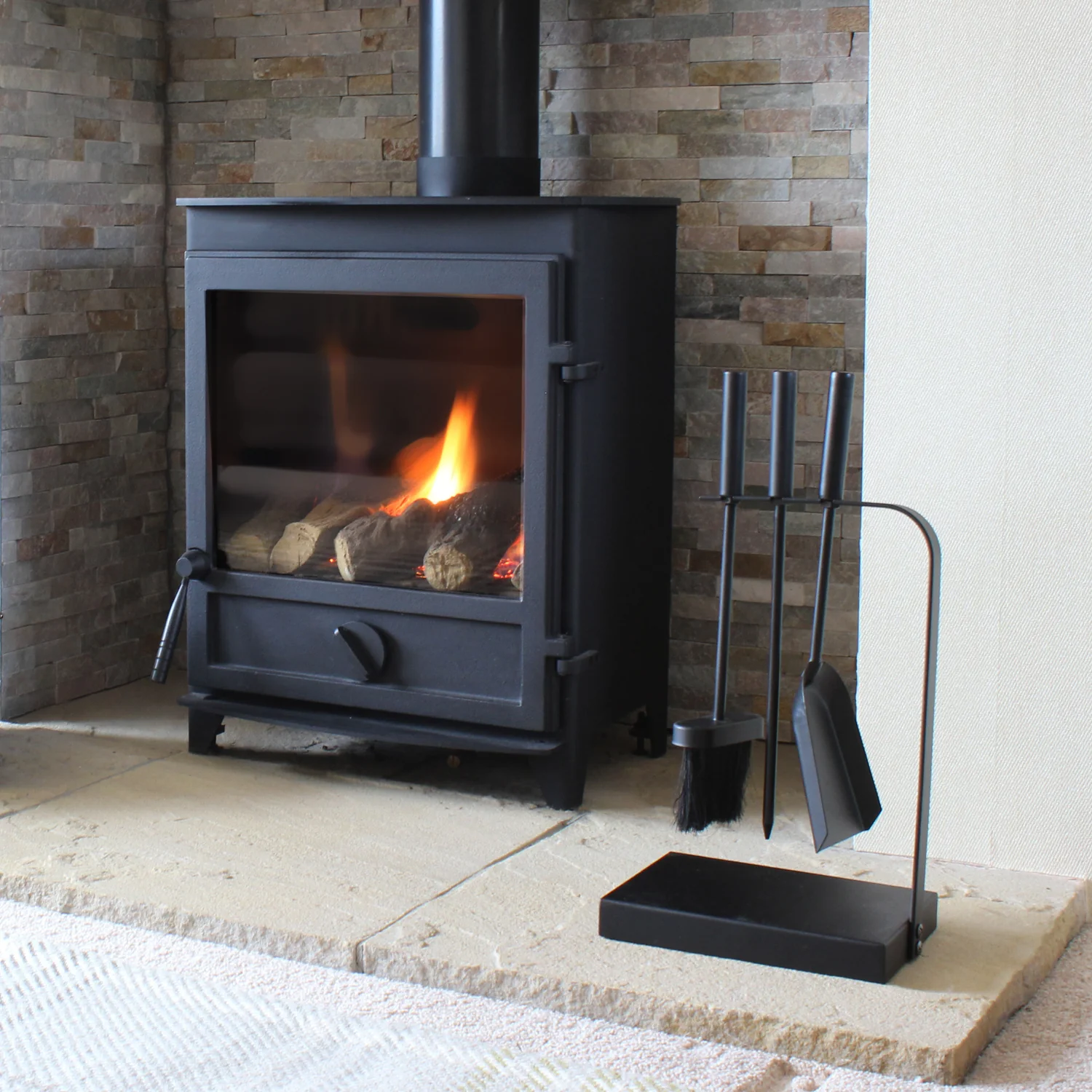 JVL Belmont 3 Piece Fireside Companion Set And Stand - Image 8