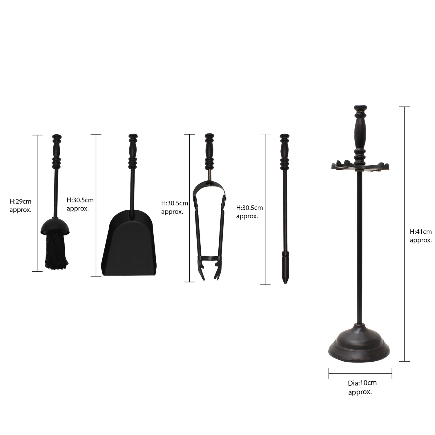 JVL Belvoir 4 Piece Fireside Companion Set And Stand - Image 12