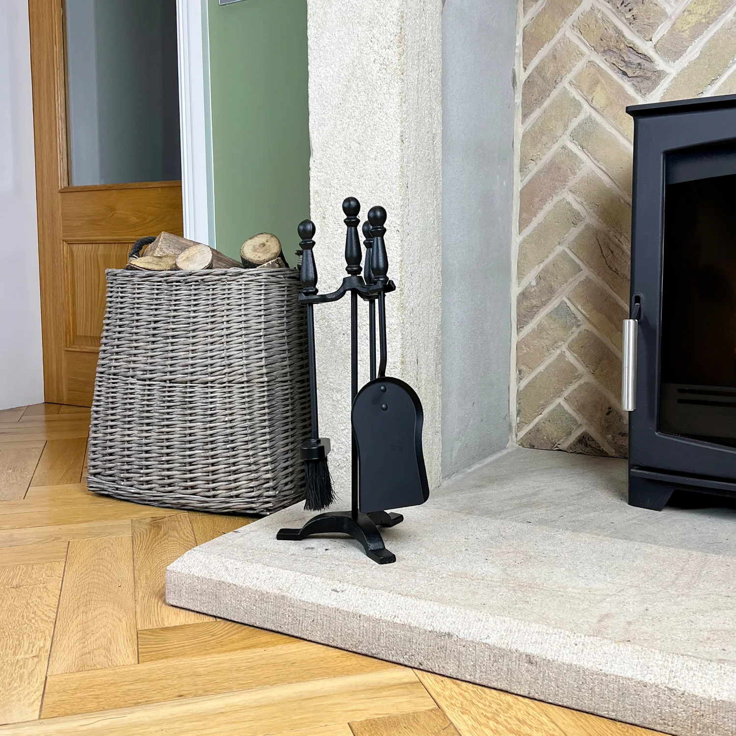JVL Colchester 3 Piece Fireside Companion Set And Stand - Image 11