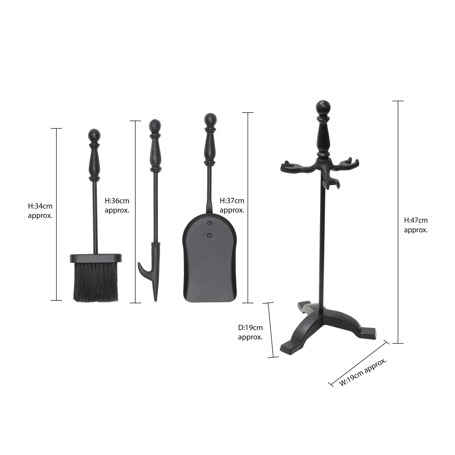 JVL Colchester 3 Piece Fireside Companion Set And Stand - Image 17