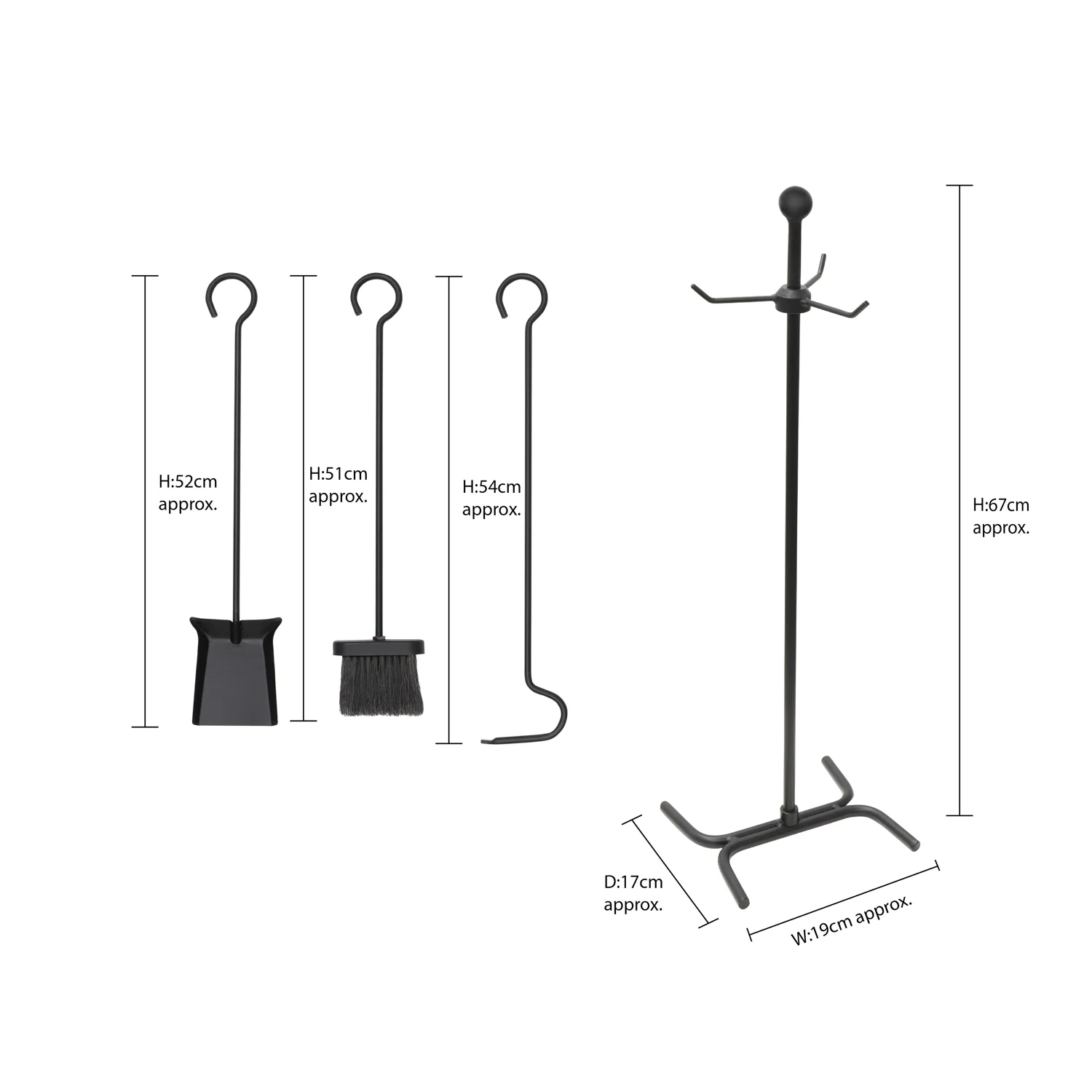 JVL Edale 3 Piece Fireside Companion Set And Stand - Image 9