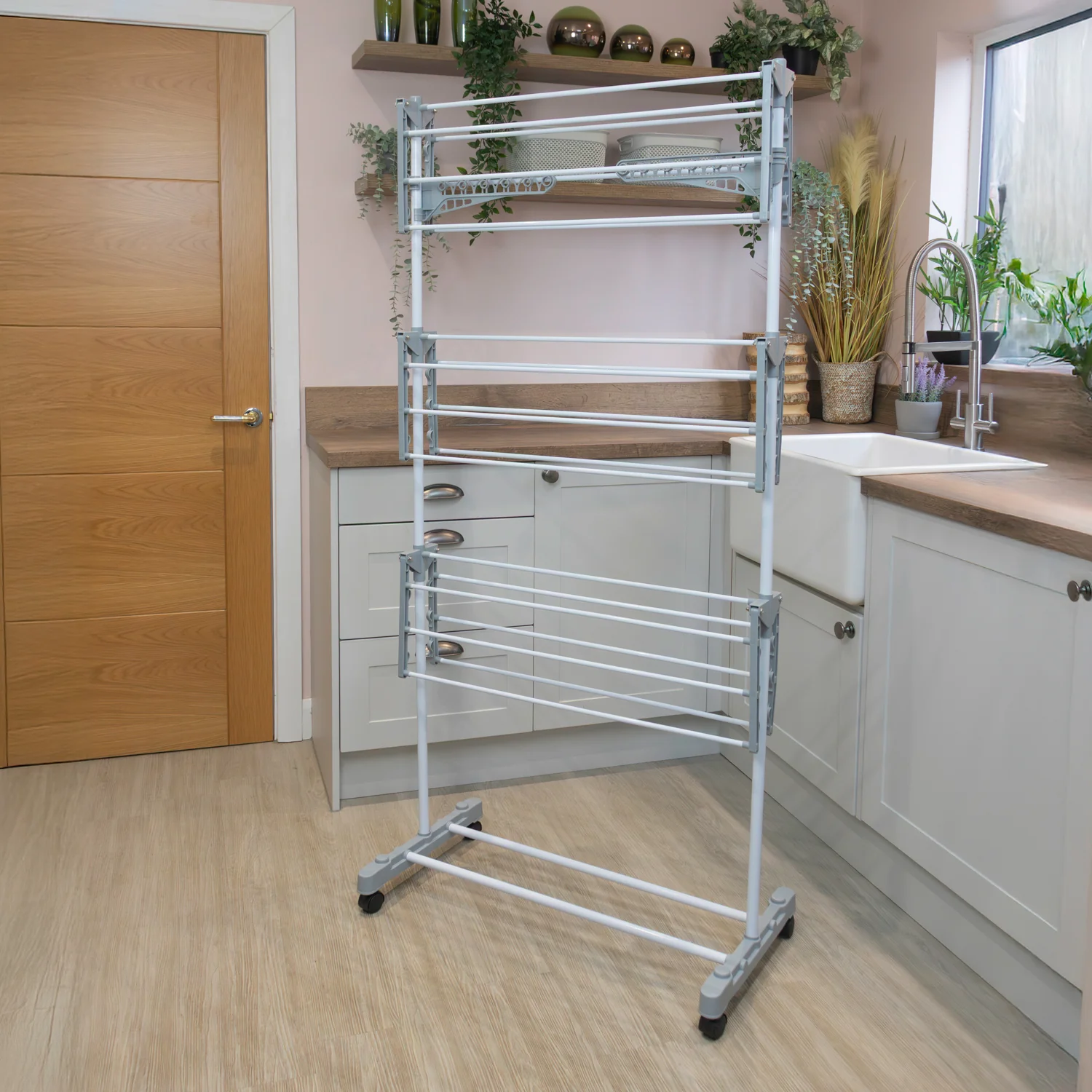 JVL Foldable 3 Tier Laundry Washing Clothes Drying Rack, 21M - Image 10