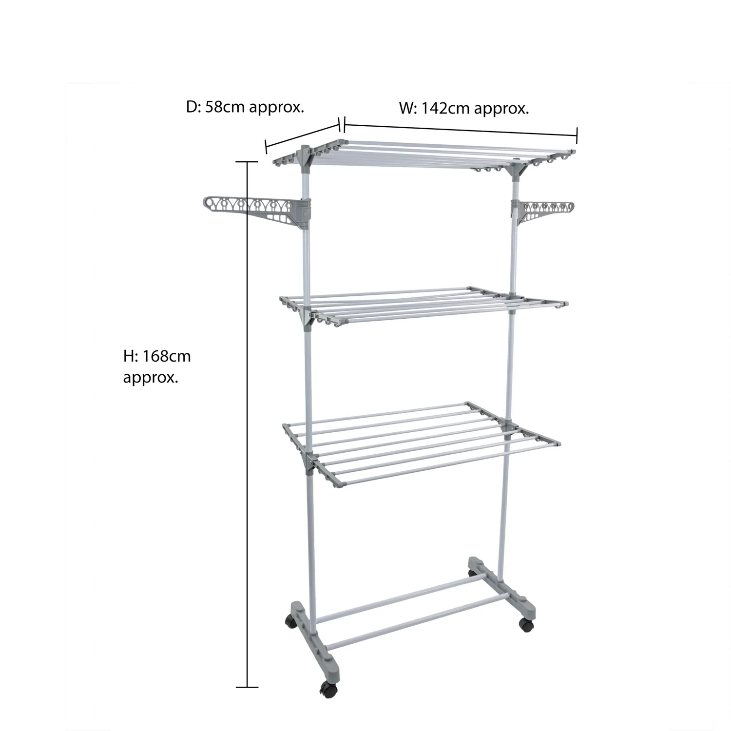 JVL Foldable 3 Tier Laundry Washing Clothes Drying Rack, 21M - Image 12