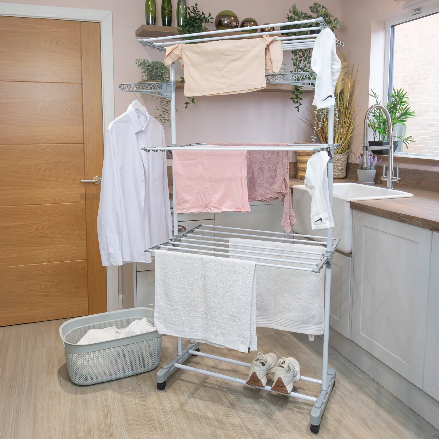 JVL Foldable 3 Tier Laundry Washing Clothes Drying Rack, 21M - Image 2