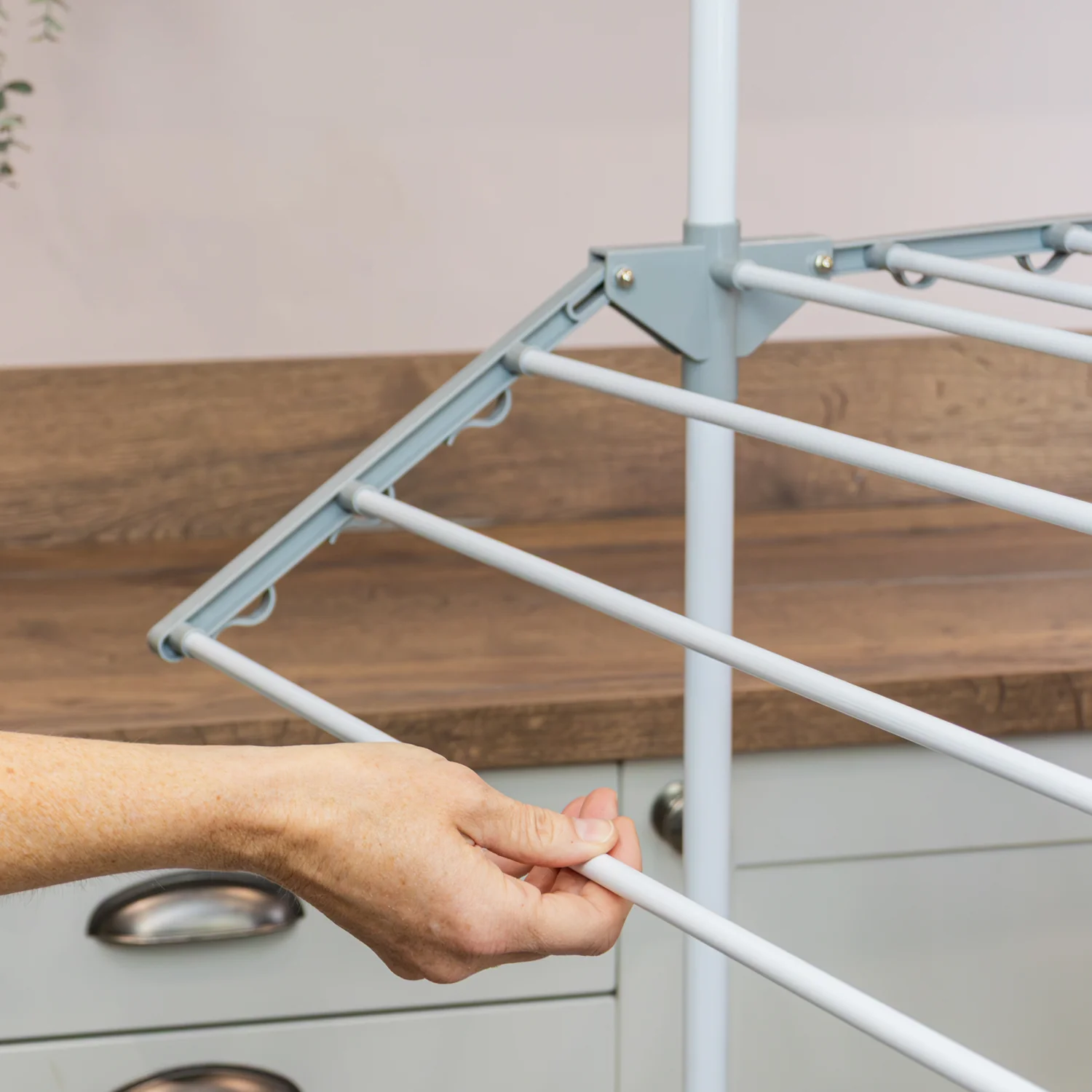 JVL Foldable 3 Tier Laundry Washing Clothes Drying Rack, 21M - Image 8