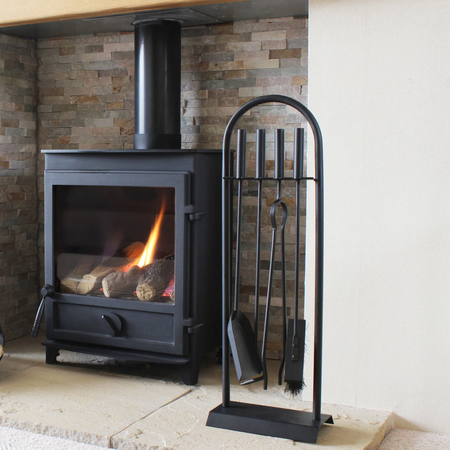 JVL Lambeth 4 Piece Fireside Companion Set And Stand - Image 11
