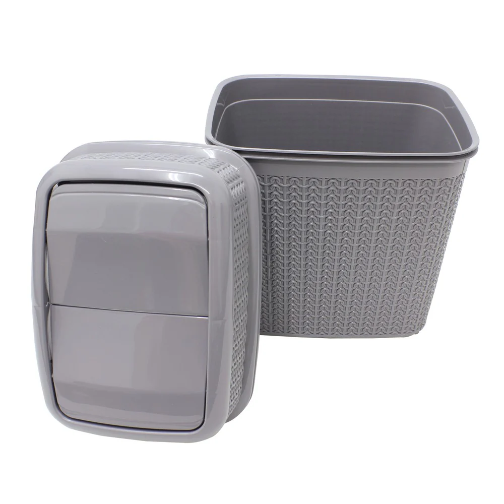 JVL Loop Toilet Brush And Lidded Bin Bathroom Set, Grey - Image 3