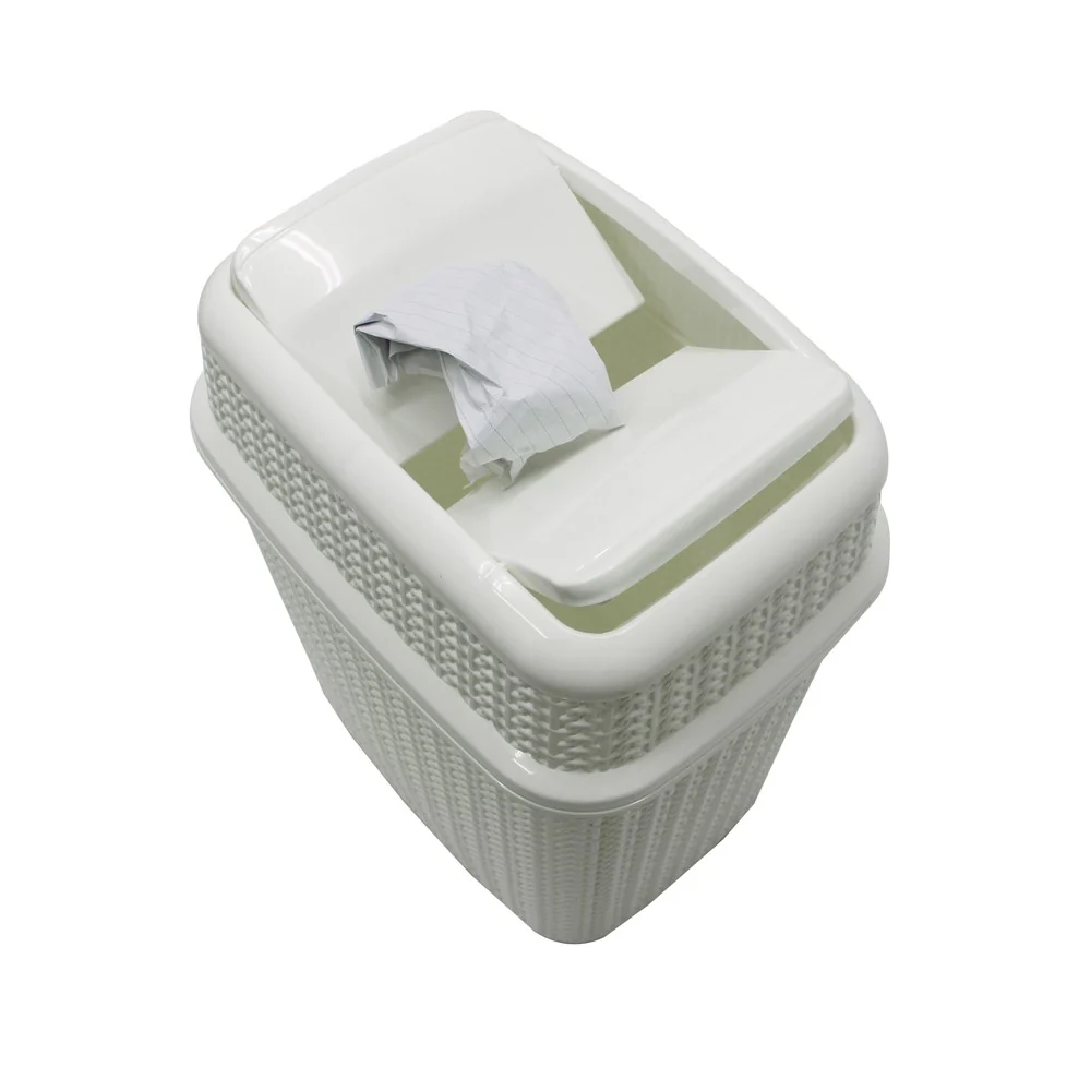 JVL Loop Toilet Brush And Lidded Bin Bathroom Set, White - Image 4