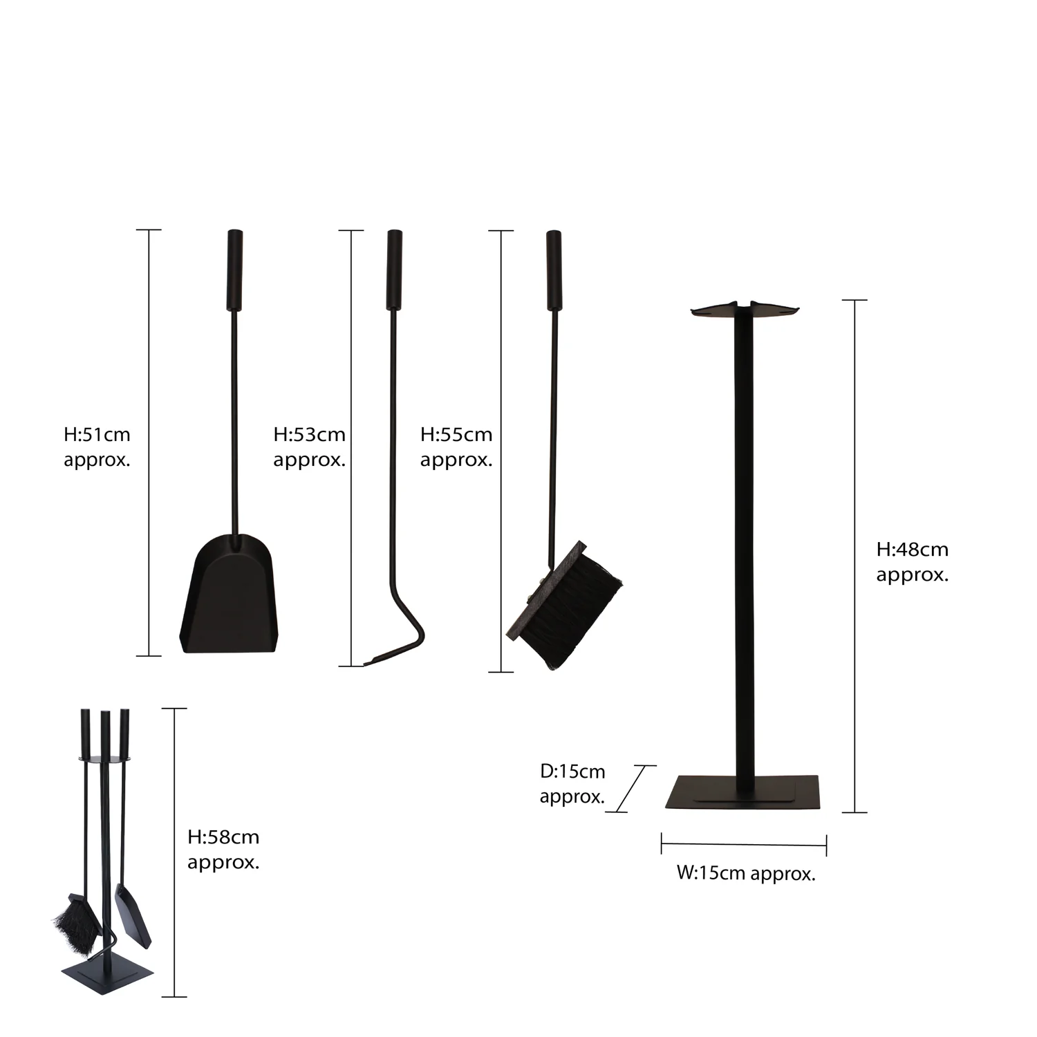 JVL Malham 3 Piece Fireside Companion Set And Stand - Image 10