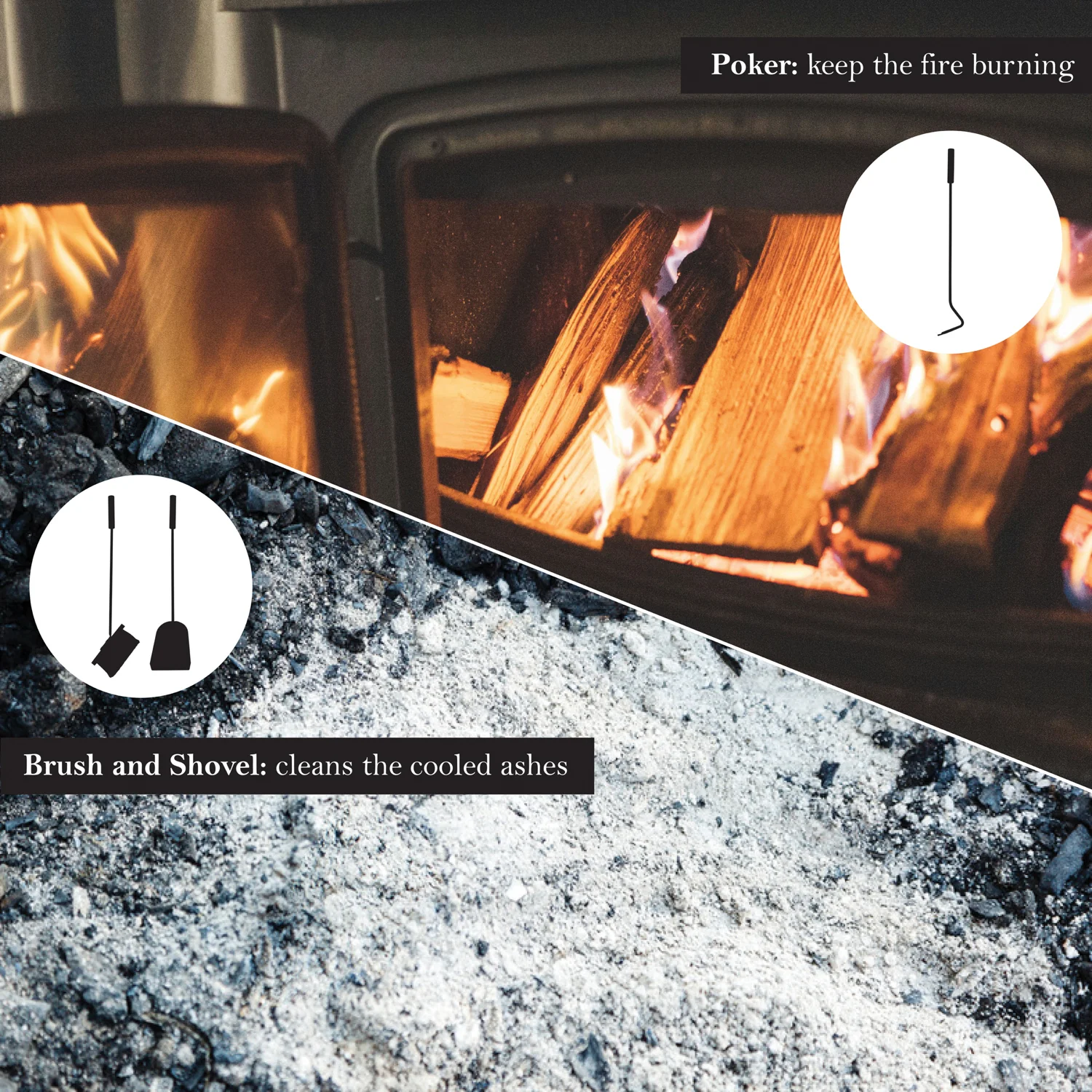JVL Malham 3 Piece Fireside Companion Set And Stand - Image 3