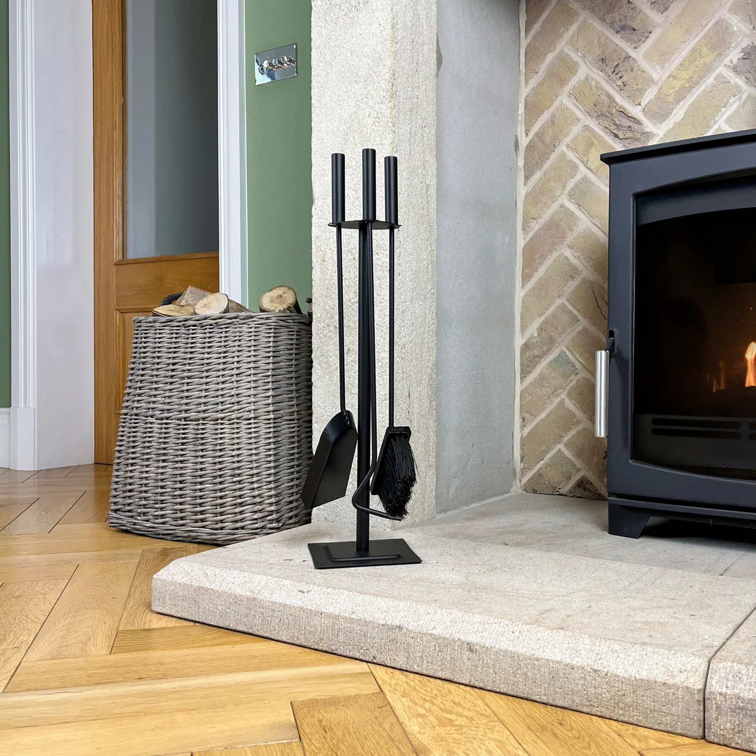 JVL Malham 3 Piece Fireside Companion Set And Stand - Image 6