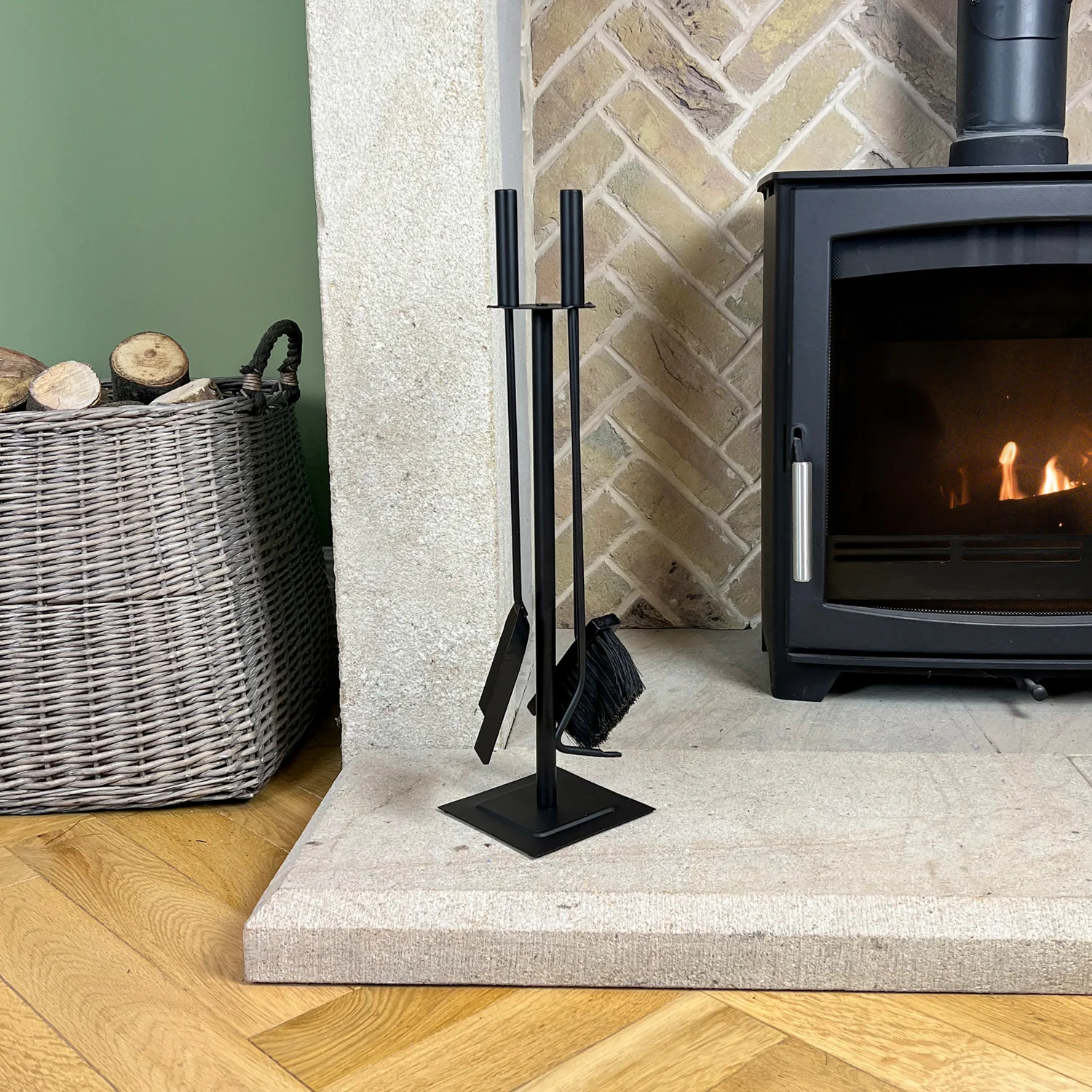 JVL Malham 3 Piece Fireside Companion Set And Stand - Image 7