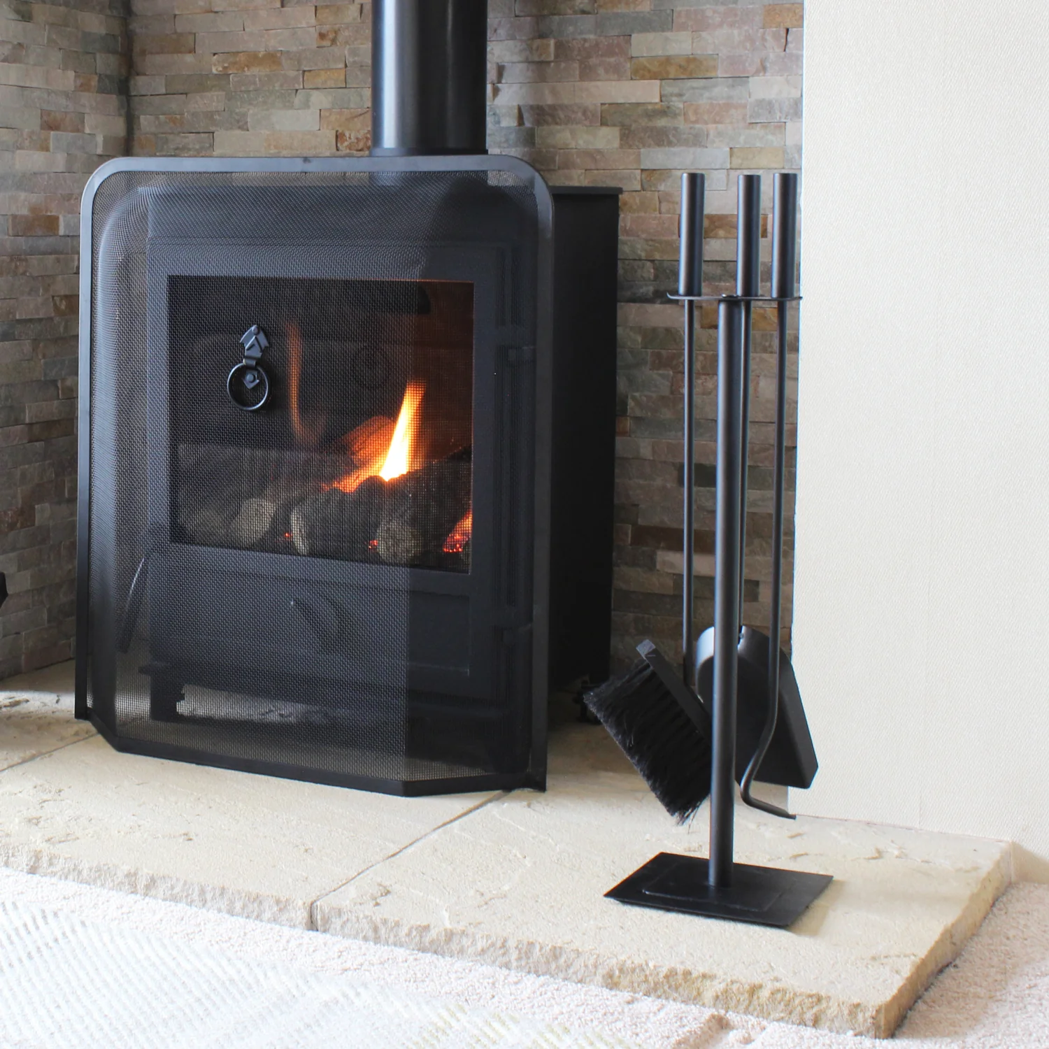 JVL Malham 3 Piece Fireside Companion Set And Stand - Image 8