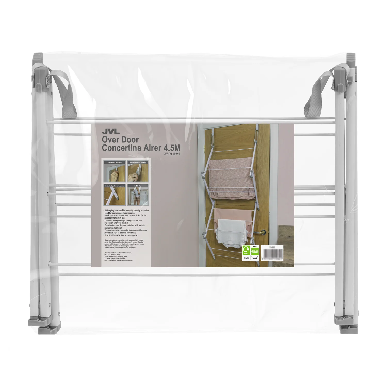 JVL Over Door Concertina Laundry Clothes Drying Airer, 4.5M - Image 11