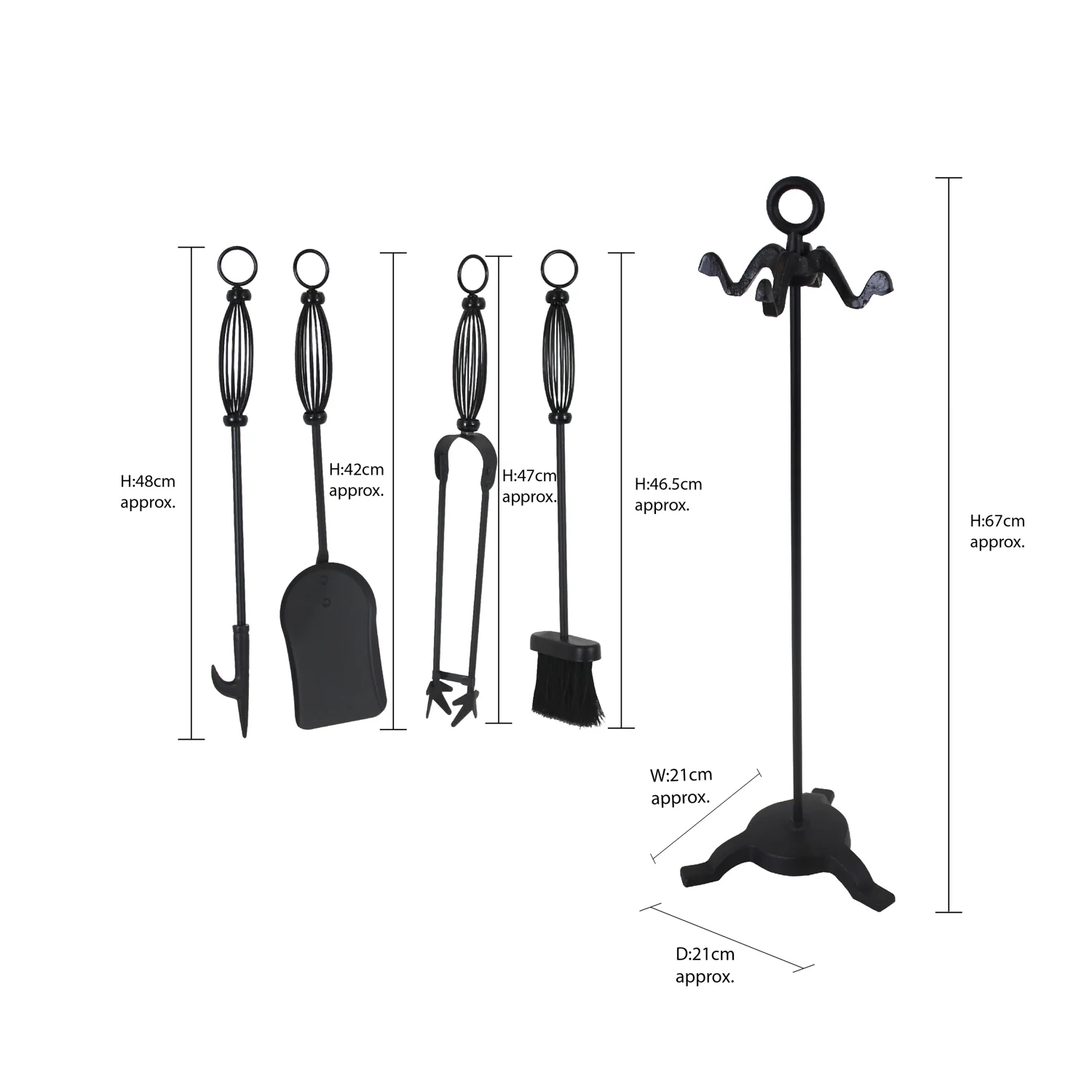 JVL Pennine 4 Piece Fireside Companion Set And Stand - Image 10