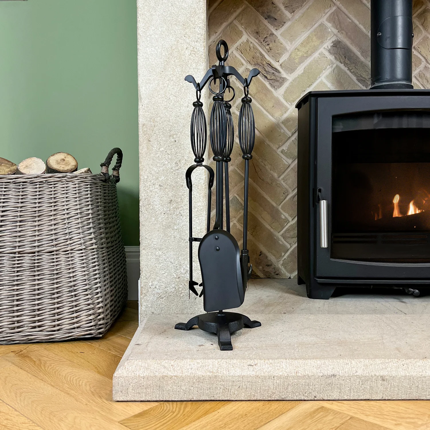 JVL Pennine 4 Piece Fireside Companion Set And Stand - Image 6