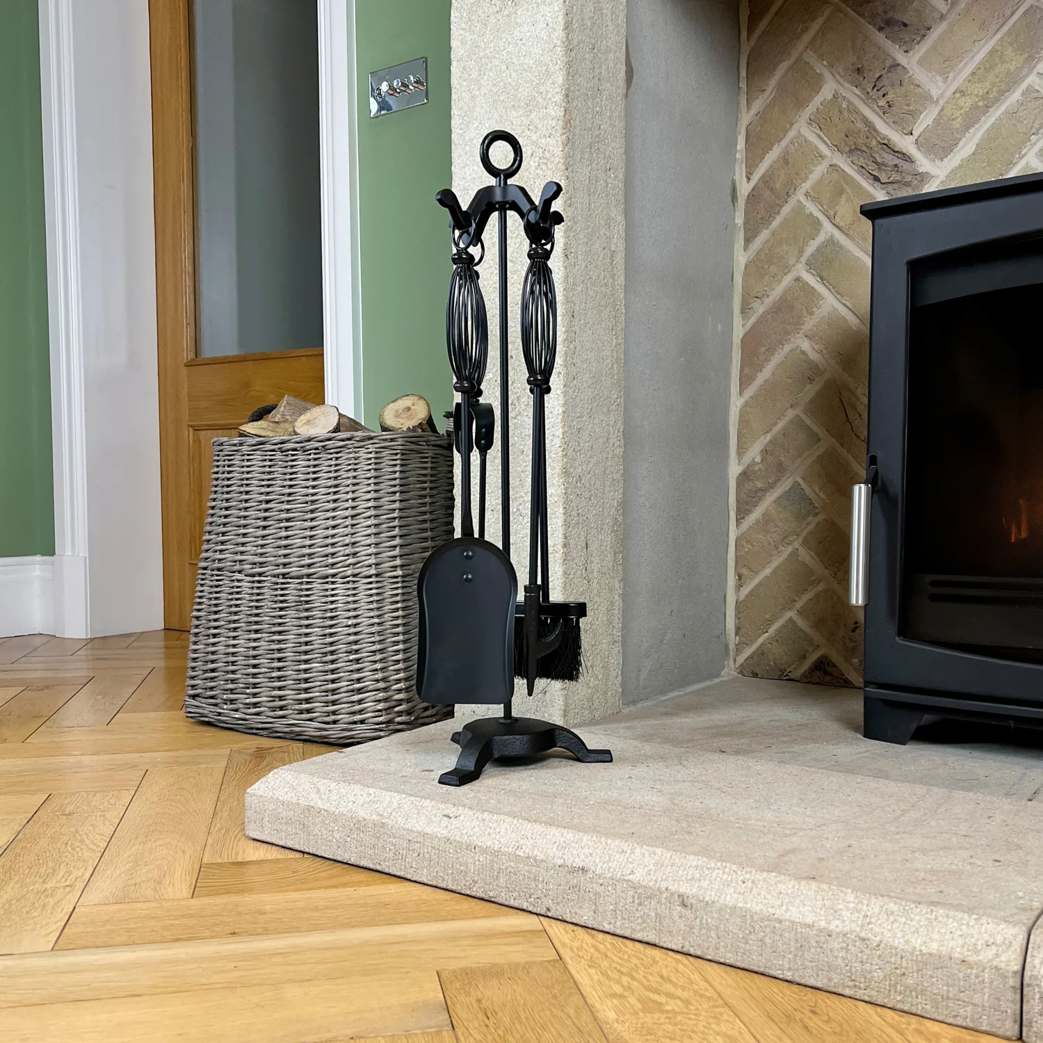 JVL Pennine 4 Piece Fireside Companion Set And Stand - Image 7