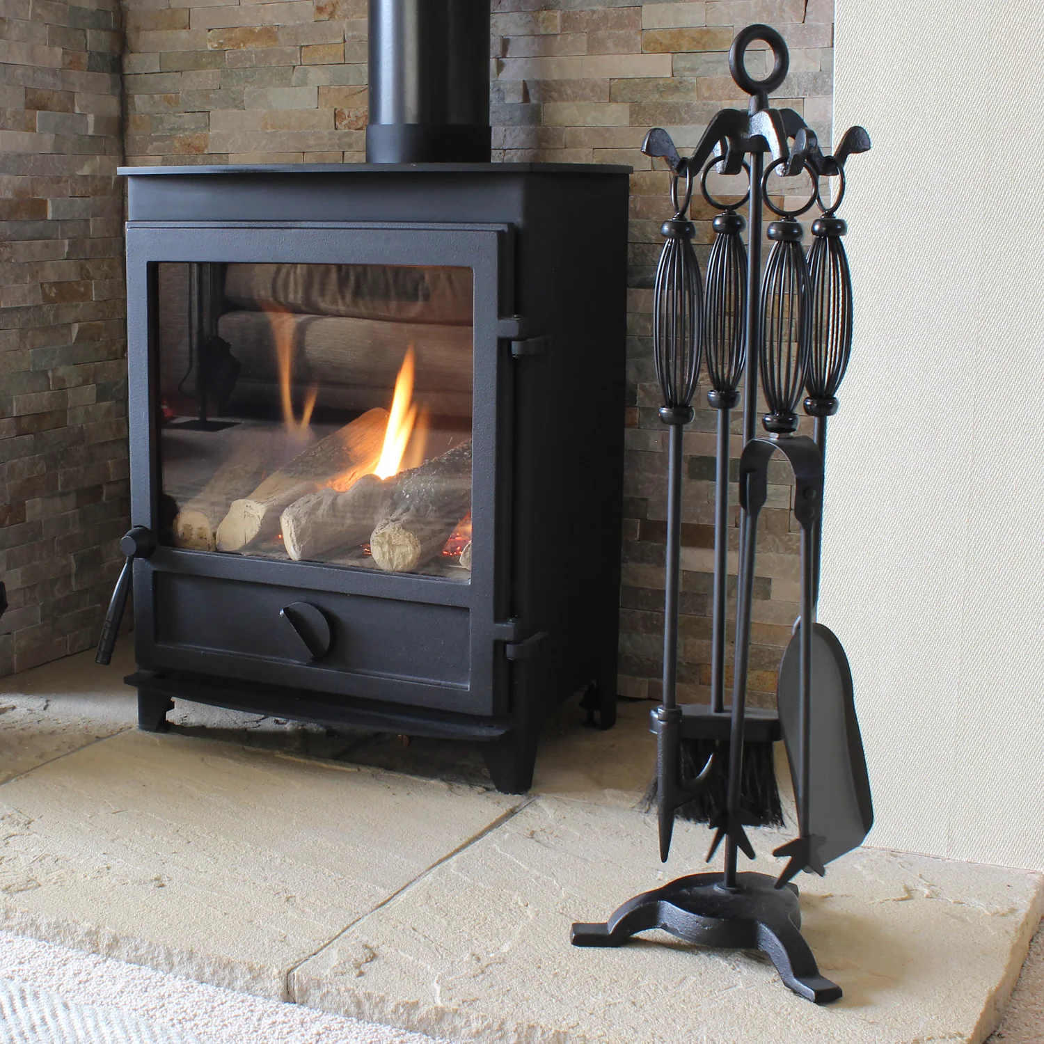 JVL Pennine 4 Piece Fireside Companion Set And Stand - Image 8