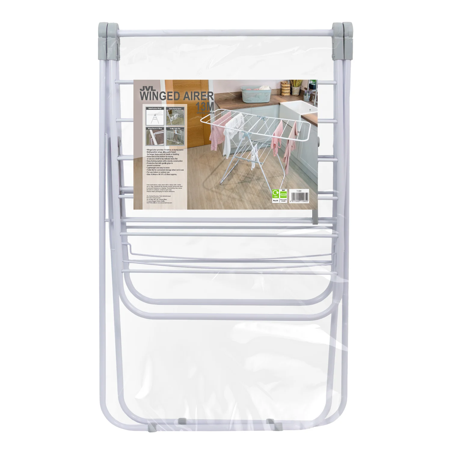 JVL Winged Folding Laundry Washing Clothes Airer, 13M - Image 18