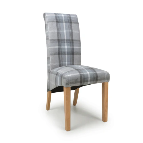 Karta Scroll Back Check Grey Dining Chair - Set Of 2
