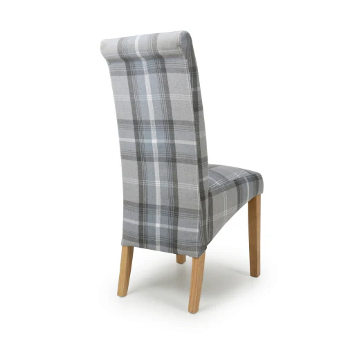 Karta Scroll Back Check Grey Dining Chair - Set Of 2 - Image 2