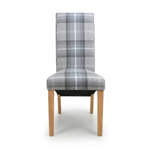Karta Scroll Back Check Grey Dining Chair - Set Of 2 - Image 4