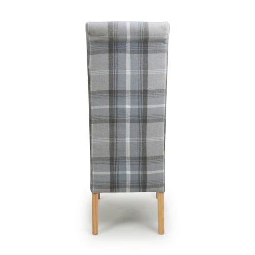 Karta Scroll Back Check Grey Dining Chair - Set Of 2 - Image 5