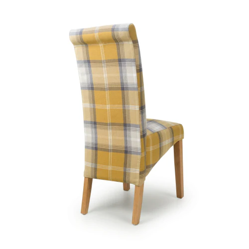 Karta Scroll Back Check Yellow Dining Chair - Set Of 2 - Image 2