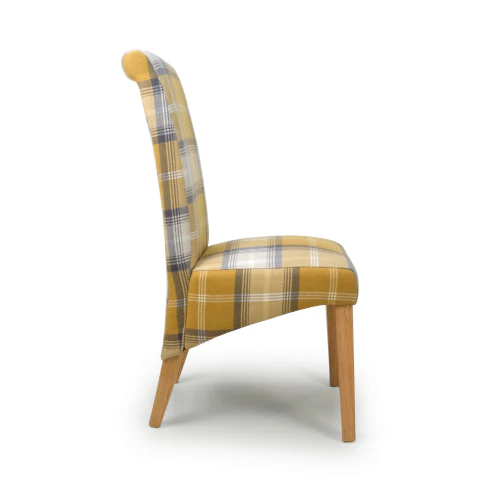 Karta Scroll Back Check Yellow Dining Chair - Set Of 2 - Image 3
