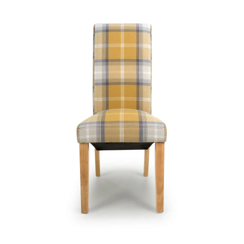 Karta Scroll Back Check Yellow Dining Chair - Set Of 2 - Image 4