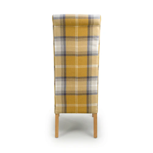 Karta Scroll Back Check Yellow Dining Chair - Set Of 2 - Image 5