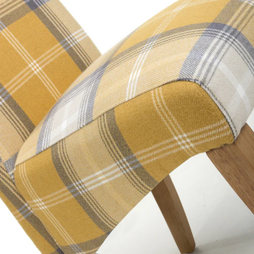 Karta Scroll Back Check Yellow Dining Chair - Set Of 2 - Image 8