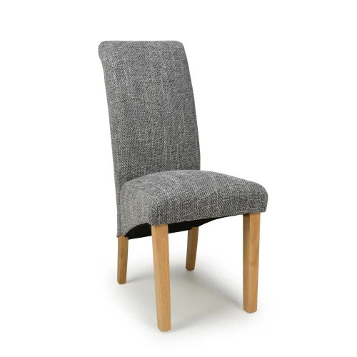 Karta Scroll Back Tweed Grey Dining Chair - Set Of 2
