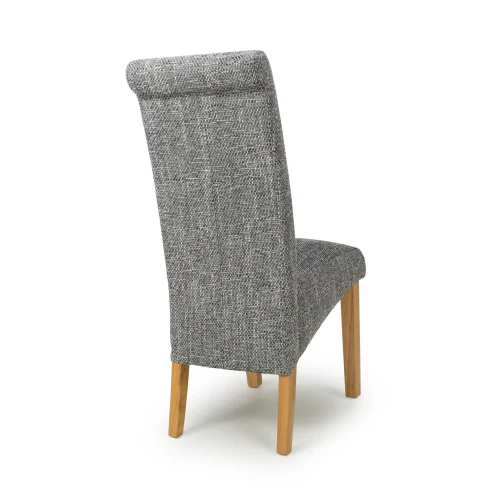 Karta Scroll Back Tweed Grey Dining Chair - Set Of 2 - Image 3