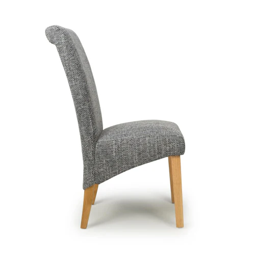 Karta Scroll Back Tweed Grey Dining Chair - Set Of 2 - Image 4