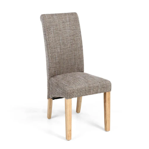 Karta Scroll Back Tweed Oatmeal Dining Chair - Set Of 2