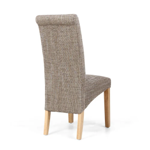Karta Scroll Back Tweed Oatmeal Dining Chair - Set Of 2 - Image 2