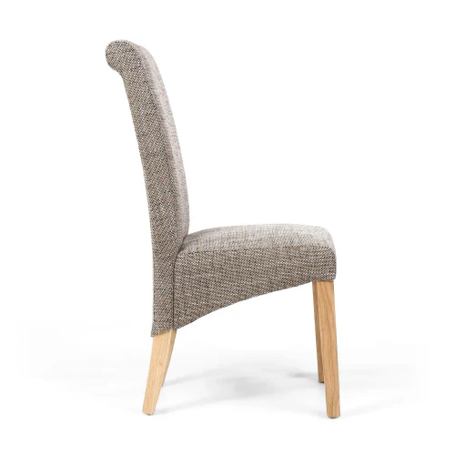 Karta Scroll Back Tweed Oatmeal Dining Chair - Set Of 2 - Image 3