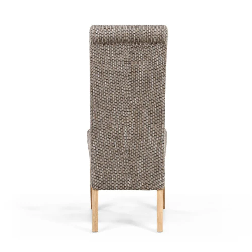 Karta Scroll Back Tweed Oatmeal Dining Chair - Set Of 2 - Image 5