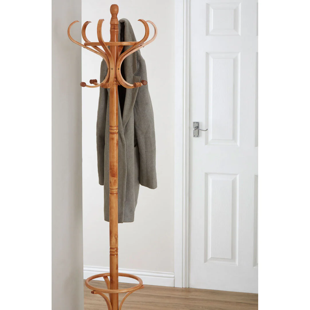Kennedy Oak Finish Floor Standing Coat Stand - Image 3