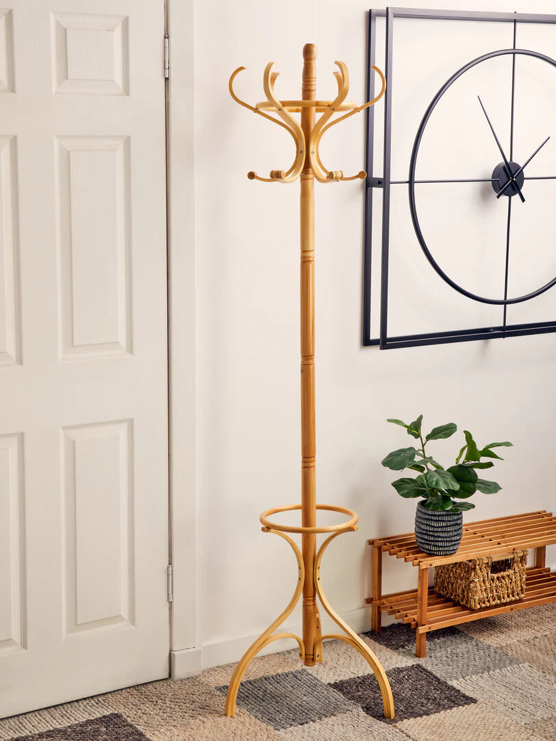 Kennedy Oak Finish Floor Standing Coat Stand - Image 4
