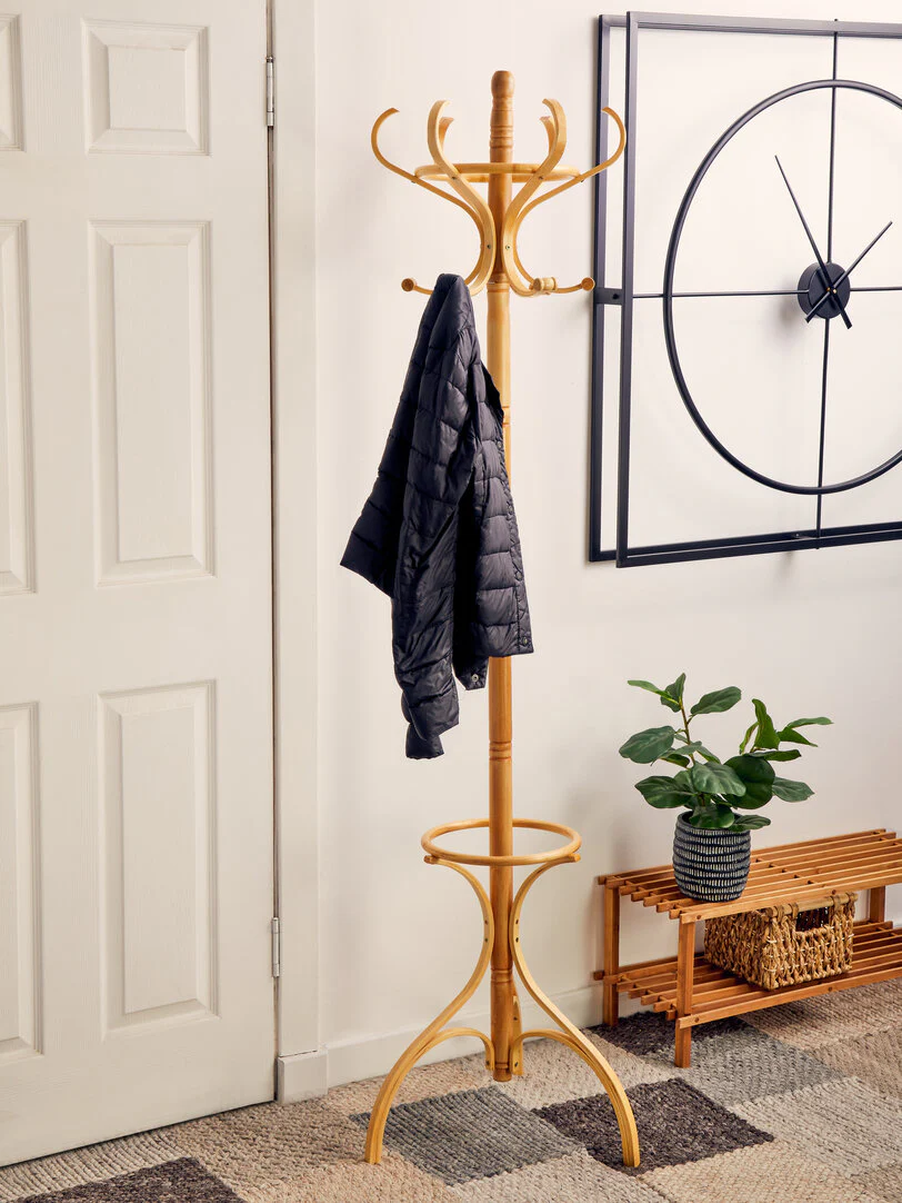 Kennedy Oak Finish Floor Standing Coat Stand - Image 5