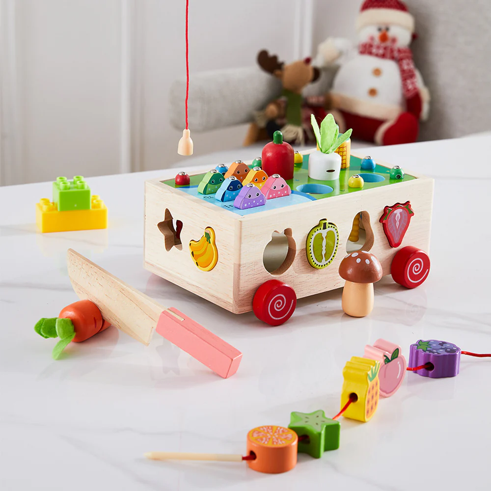 Kidkid 7 in 1 Wooden Shape Sorting Toy Set for Toddlers - Image 2