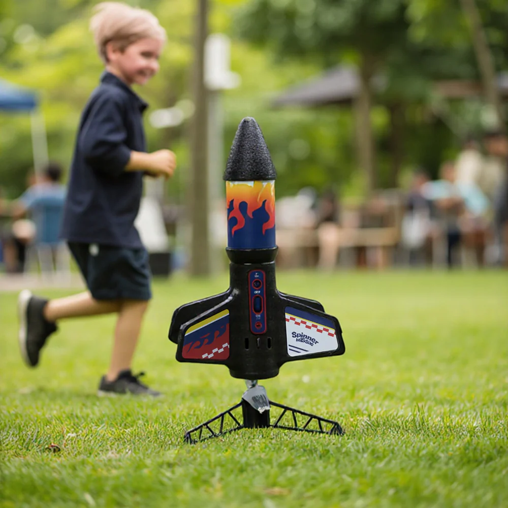 Kidkid Electric Spinner Rocket Launcher Toy With Parachute For Kids