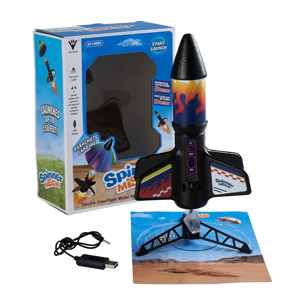 Kidkid Electric Spinner Rocket Launcher Toy With Parachute For Kids - Image 5
