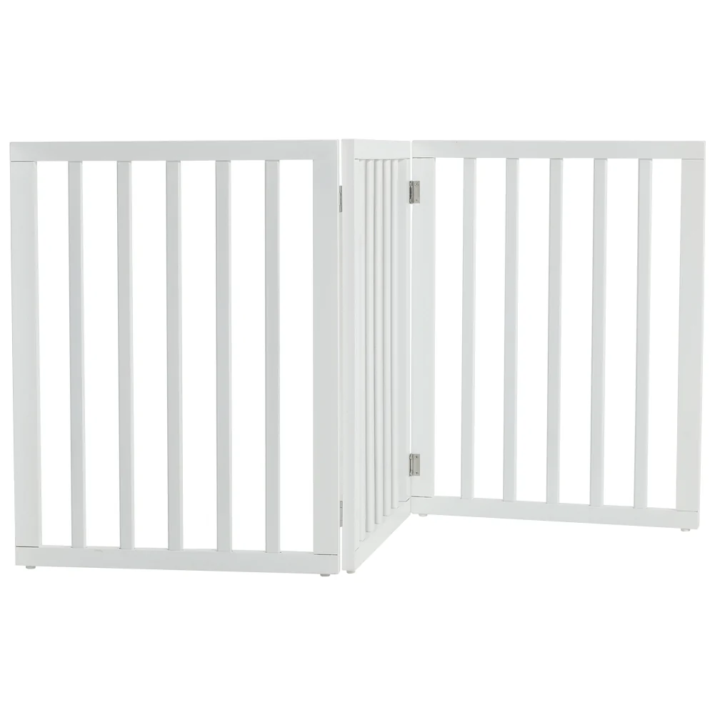 Freestanding Wooden Pet Gate With Three Foldable Panels - Image 5
