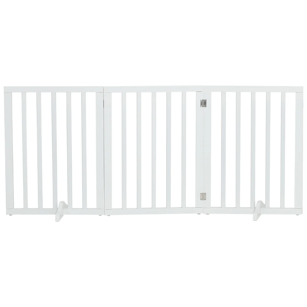 Freestanding Wooden Pet Gate With Three Foldable Panels - Image 6