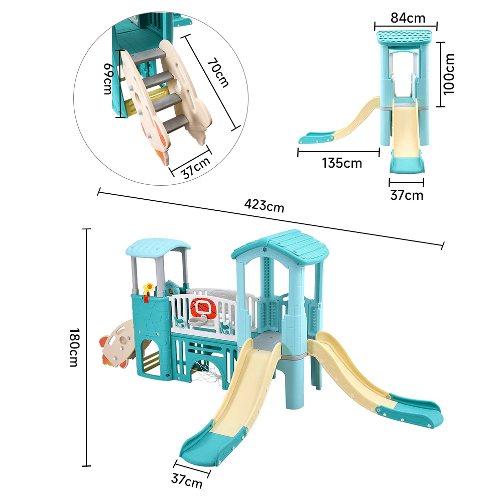 Kidkid Kids Slide and Climber Playset with Balls and Ring Toss - Image 9